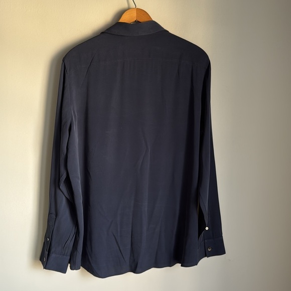 The Row Women's Navy Blue Silk Button Down Blouse top 14 - Picture 3 of 12
